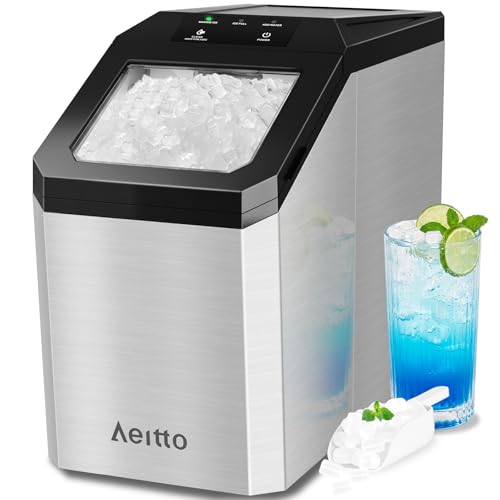 Image of Aeitto Nugget Ice Maker Countertop, 55lbs/Day, Large Capacity Chewable Ice Maker, Rapid Ice Release in 5 Mins, Self-Cleaning with Stainless Steel Housing Ice Machine for Home Office and Party, Silver