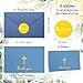 Resurhang 30 Pack Baptism Thank You Cards with Envelope and Stickers Mother's Day Cards Bulk 4 x 6 Inch Gold Foil Embossed Cross Blank Inside Card for Baptism Communion Funeral Baby Shower(Blue)