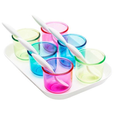 Plateaux de service Colorways lot de 13 pièces en blanc turquoise et magenta