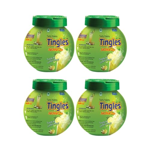 Image of Tingles Jaljira Plus Powder 4 x 100g | Refreshing & Tangy Indian Mix Masala for Summer Drink & Dried Mango Powder, Mint & Cumin Blend | No Artificial Colours | Hygienically Packed | 400g Combo Pack