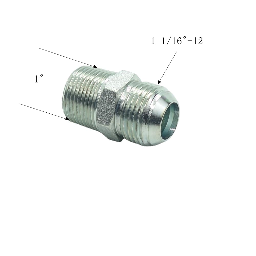 CDQBWKJGFJ 3 Pcs Pipe Adapter 3/4" Male 37° Flare JIC（1-1/16"-12） x 3/4" Male NPT Plated Steel Hydraulic Fitting - 2