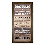 Dog Rules Frame Sign - Home Decor for Dog Lovers - Hanging Wall Decoration