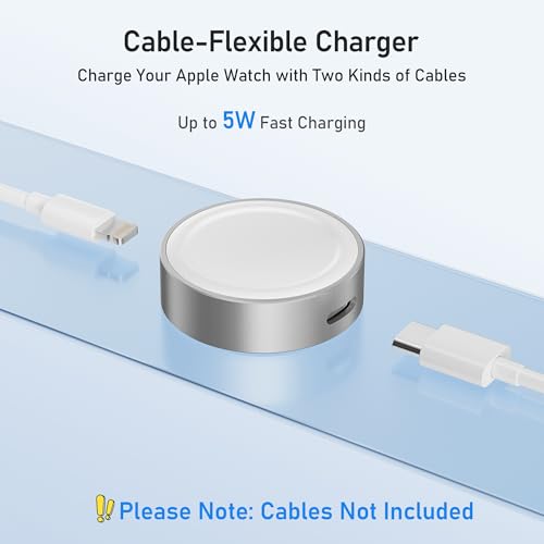 Elebase Magnetyczna Ładowarka do Apple Watch,Przenośna Bezprzewodowa Ładowarka do iWatch z USB-C & Portem Zasilania iPhone'a,Kompatybilna z iWatch Seria 11/10/9/8/7/6, Ultra 2 3, SE 2 3, 42/46/44 mm