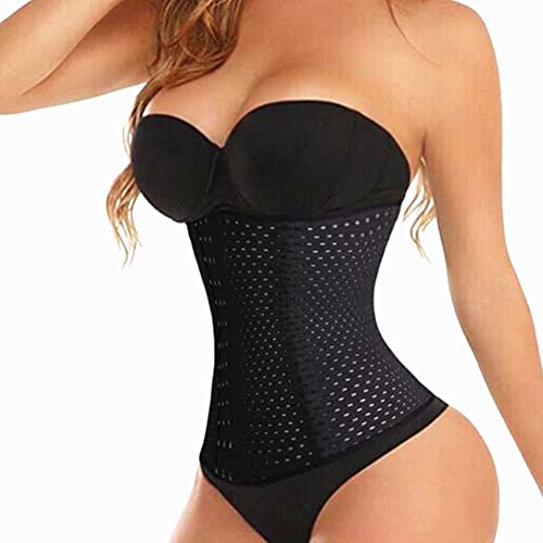 Lawnspet Breathable Waist Cincher Corset Tummy Control Waist Trainer Underbust Corsets for Women Body Shaper Weight Loss XS-5XL (S) Black