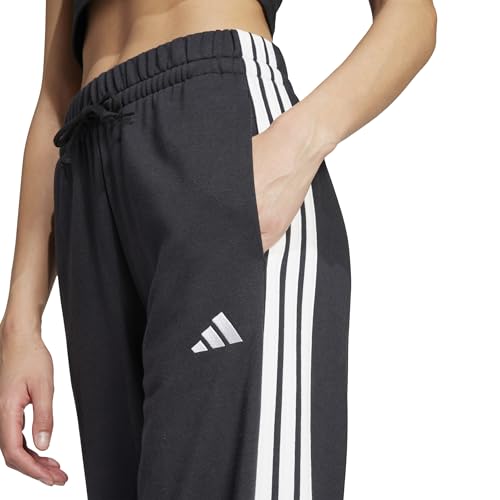 adidas Damen Essentials 3-Stripes Open Hem French Terry Pants, Black/White, M