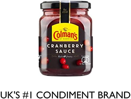 Colman's Cranberry Sauce, The Nations Favourite, Delicious, Perfect Tatse For Sandwiches, Barbecue, Cooking, Lunch And Dinner, Large Pack (8 x 165 g)