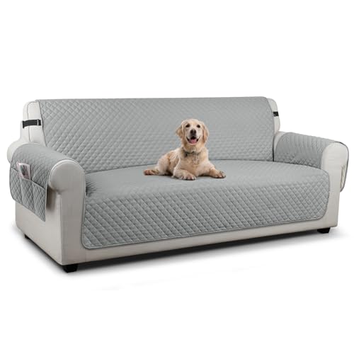 Image of TAOCOCO Sofa Protectors 3 Seater,Slipcover for Sofa,Sofa Cover for Pets,Sofa Slipcovers for Kids with Elastic Strap,Washable Sofa Cover Protect for Pets(Pale Grey)