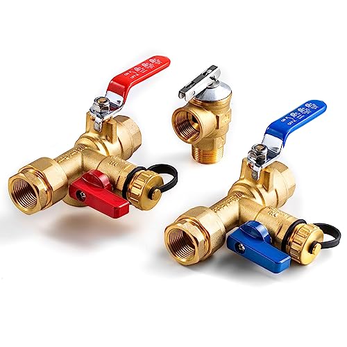 FOGATTI 3/4 Inch IPS Isolator Tankless Water Heater Industry Leading Service Valve Kit, with 150 PSI Pressure Relief Valve by FOGATTI - Used condition - CA$62.57