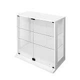 地球家具 コレクションラック DIO 本体 側面ガラス 幅90cm ワイド ロータイプ 奥行38cm ホワイト コレクションケース ガラスケース ディスプレイケース フィギュアラック フィギュア ケース (幅90cm ワイド, ロー, 奥行38cmタイプ) ※LED、背面ミラーは別売