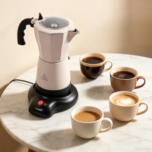 Cafetera eléctrica de 480 W, 6 tazas, 300 ml, color crema