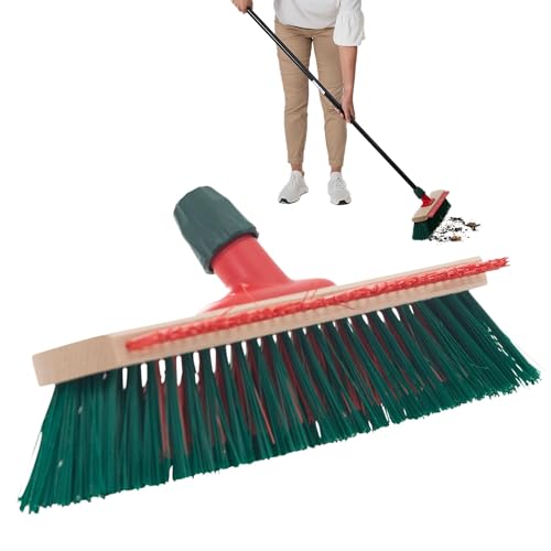 Novaliv Escoba de jardín Elaston, 40 cm, cabezal de escoba con barra rascadora, cerdas elaston, ideal como escoba exterior, cepillo de carretera, cerdas duras, escoba de patio, escoba de establo,