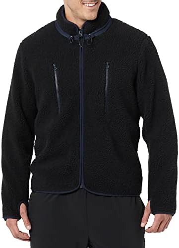 Amazon Essentials Mens Teddy Fleece Full-Zip Mock Neck Jacket with Chest Pockets
