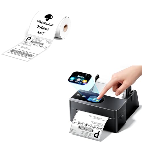 Image of Phomemo PM64D Shipping Label Printer & Packs of 250pcs 4x6 Thermal Labels