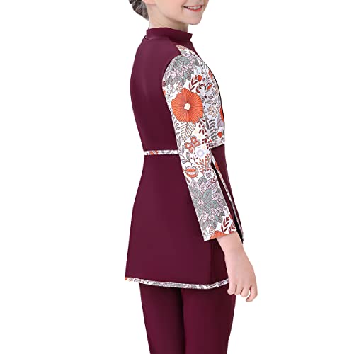 Image of Islamic Swimsuit for Girls 2-Piece Full Cover Hijab Top Burkini Pants Modest Muslim Swimwear Beachwear Bathing Suit