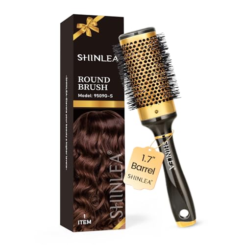 Round Hair Brush for Blow Drying, Aluminium Curly Hair Brush, Hairbrushes for Women Professional Curling, Straightening, Add Volume and Shine (1.7 inch Barrel, 2.5 inch with Bristles)