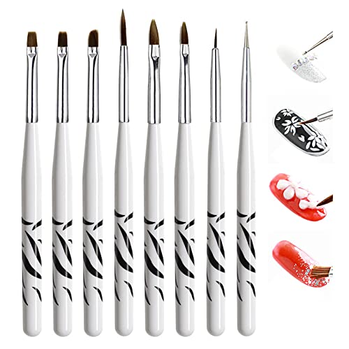 Nagel Pinsel Set für Gelnägel, Gel Pinsel Nageldesign Nail Art Brush Set Acryl Nagelpinsel für Nagellack Acrylnägel Salonwerkzeug 8 Stk Cover