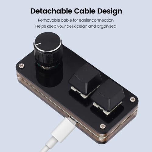 Clavier Macro Programmable filaire à 2 touches et 1 bouton mécanique avec interrupteur bleu