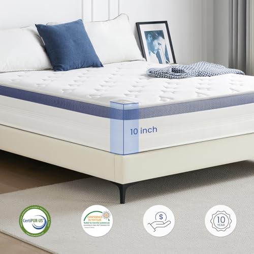 Dourxi Queen Size Mattress 10 Inch, Hybrid Queen Mattress in a Box with Cooling-Gel Memory Foam and Individually Pocket Innerspring for Support and Pressure Relief, Medium - Thumbnail 6