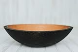 KISGVXCO 12' Large Hardwood Salad Bowl - Food Safe Ebonized Red Oak Wooden Serving Bowl for Kitchen, Dining, Party