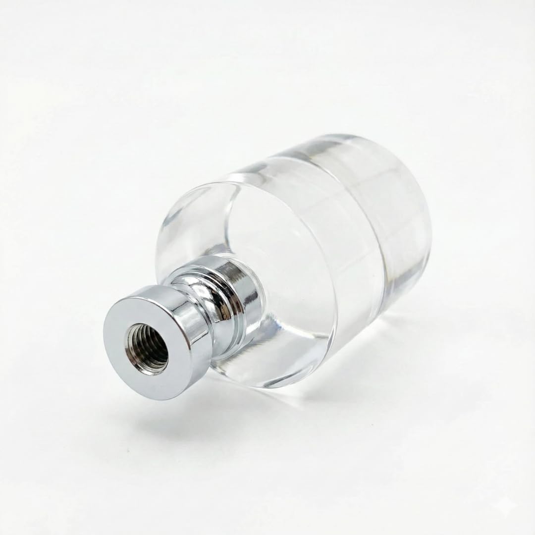 Royal Designs, Inc. F-5038L-2 Clear Lucite Lamp Finial, 1.25 x 2.5 inch, Short Cylinder with Polished Silver Base, 2-Pack