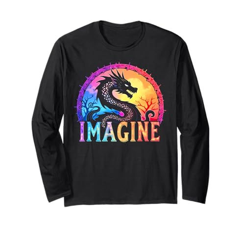 Photo de Imagine Fantasy Dragon Coloré Mythologie Amoureux des dragons Manche Longue