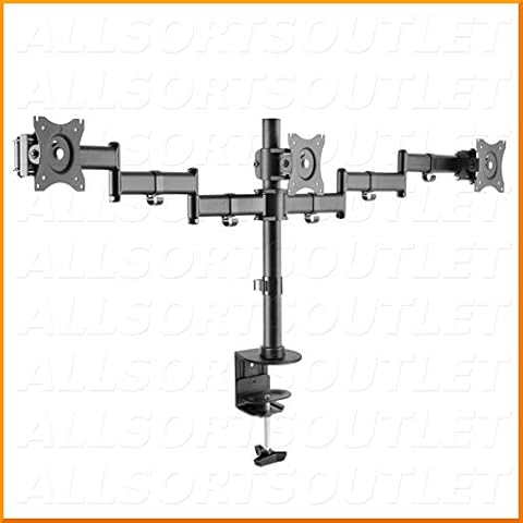 TRIPLE LCD LED TFT Monitor Desk Stand Mount Clamp Fully Adjustable Heavy Duty 3 Screens 13" to 27" by ALLSORTSOUTLET Cover