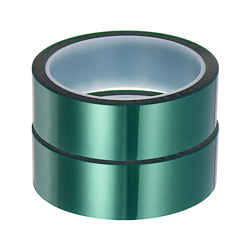 Image of HARFINGTON 2 Rolls Heat Tape High Temperature Heat Resistant Tape 30mmx33m(108ft) Sublimation Thermal Heat Transfer Tape for Sublimation Press No Residue, Green
