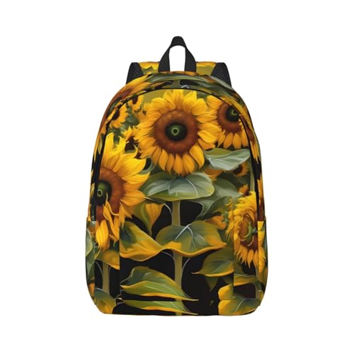 Sac à dos de voyage décontracté avec imprimé tournesols résistant et spacieux