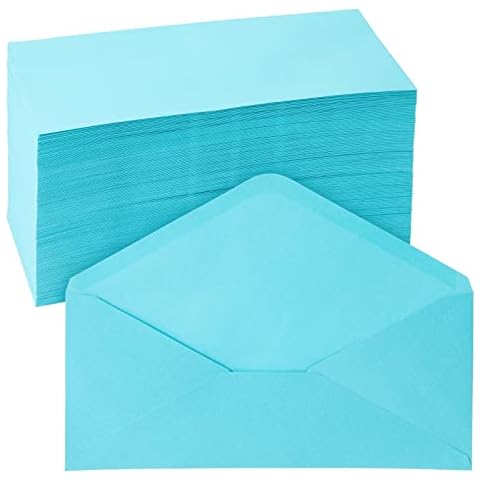 200 Pack #10 Blue Colored Envelopes Bulk - Gummed Seal Letter Size for Party Invitations, Business Mailing, Checks, Holidays, Greeting Cards, Thank You Notes (4 1/8 x 9 1/2 In) Cover