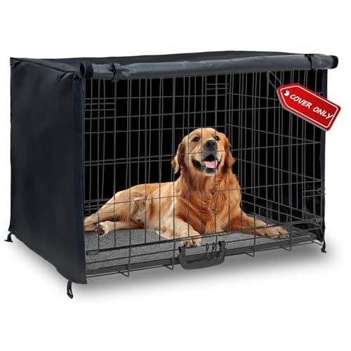 Softclub Dog Crate Cover 42in Waterproof Pet Kennel Cover for Outdoor/Indoor Protection, Durable Windproof Crate Cover Universal Fit for Wire Dog Crate (42''L*28''W*30''H-Black) by Softclub - Used condition - US$21.60