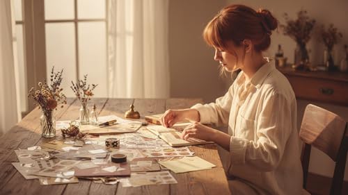 Image of Vintage Aesthetic Scrapbook Kit(346Pcs) Scrapbooking Supplies Kit with Bullet Junk Journal,Stationery,A6 Grid Notebook Journaling Gift for Girl (Brown Vintage Scrapbook)