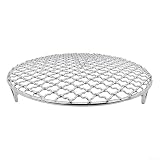 HEIBTENY Barbacoa de patas redondas, 27/25 cm, acero inoxidable, rejilla redonda, rejilla de red, carbón vegetal, parrilla de gas eléctrica para exteriores (diámetro 25 cm)