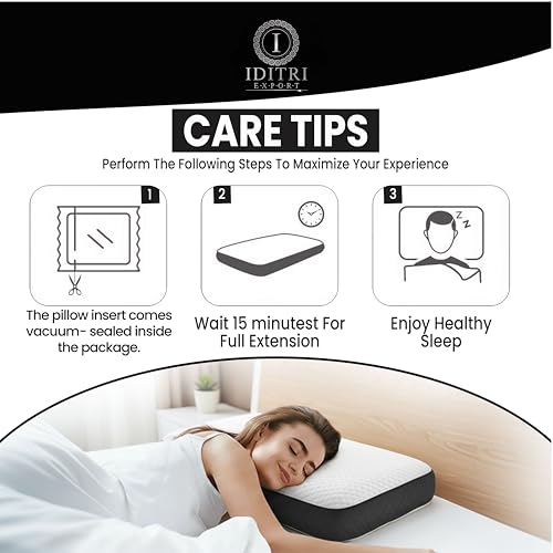 Image of Ergonomic Orthopedic Pillow, Shredded Memory Foam for Neck Relief, 60x38x10 cm High Density, White /Black Geometric Jacquard Case, Aligned Spine Bedding for Side and Back Sleeper