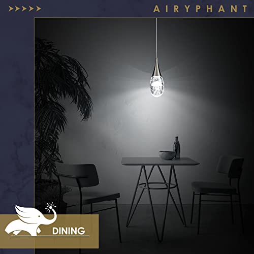 Airyphant Mini 1-Light Crystal Pendant Light, Modern Nickel Dimmable Led Hanging Pendant Lighting For Kitchen Island Dining Room Bedroom Bathroom 5W 6000K Cool White #TOP3