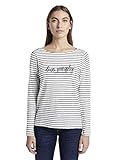 u boot leather jacket Schriftzug vorne TOM TAILOR Damen U-Boot T-Shirt, 22904-offwhite Navy Stripe, S