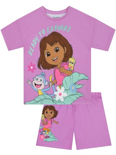 DORA Pyjama Fille, Ensemble Pyjama A Manches Courtes, Pyjamas Enfant pour L'Été, Violet 4-5 Years