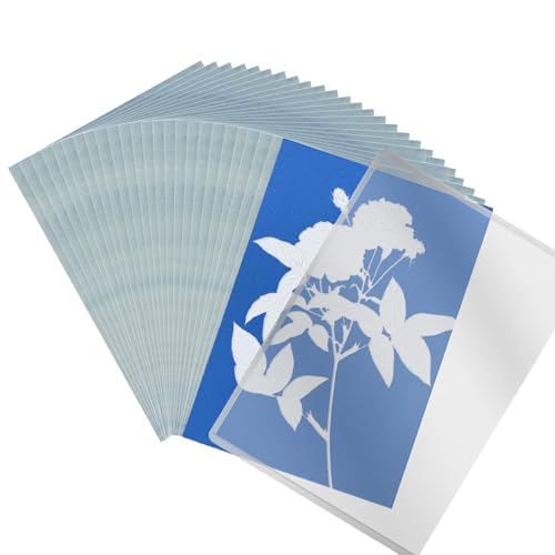 24 Stück A5 Cyanotypie Papier, Sonnendruckpapier, Cyanotype Kit mit Einer Acrylplatte, Sun Art...