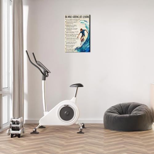 Strofupp Surfing Poster Framed Motivational Quotes Prints Vintage Surf Wall Art Life Lessons Pictures Canvas Artwork 12x18 inches by Strofupp - Used condition - Image 2