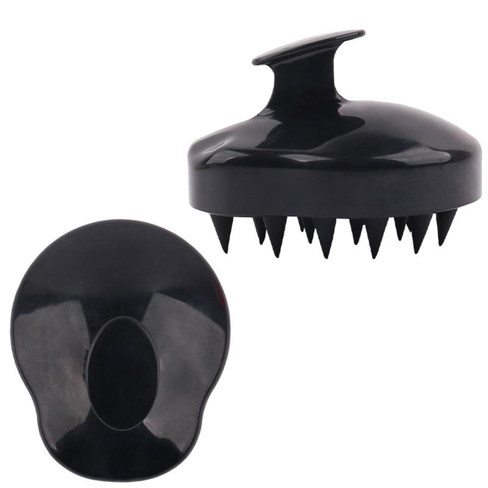 AKOAK 1 Pack Gourd-Shaped Silicone Head Massage Brush, Scalp Shower Massage Brush, Promote Blood Circulation, Relieve Fatigue, Beauty and Skin Care (Black)