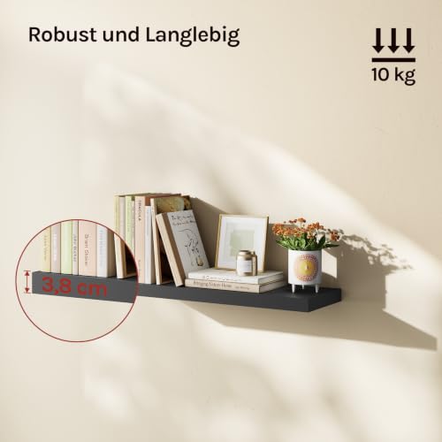 WOLTU Wandregal, schwebendes CD-Regal, für Wohnzimmer, Küche, Schlafzimmer, Badezimmer, 70 x 22,9 x 3,8 cm, Schwarz RG9369sz – Ansicht 2