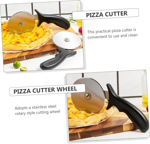 Image of 2Pcs Stainless Steel Large Pizza Cutter | Premium Pizza Cutter - Ideal for Cutting Pizza /Sandwich /Breads /Burger /Paratha | Rotating Slicer(Black,red)