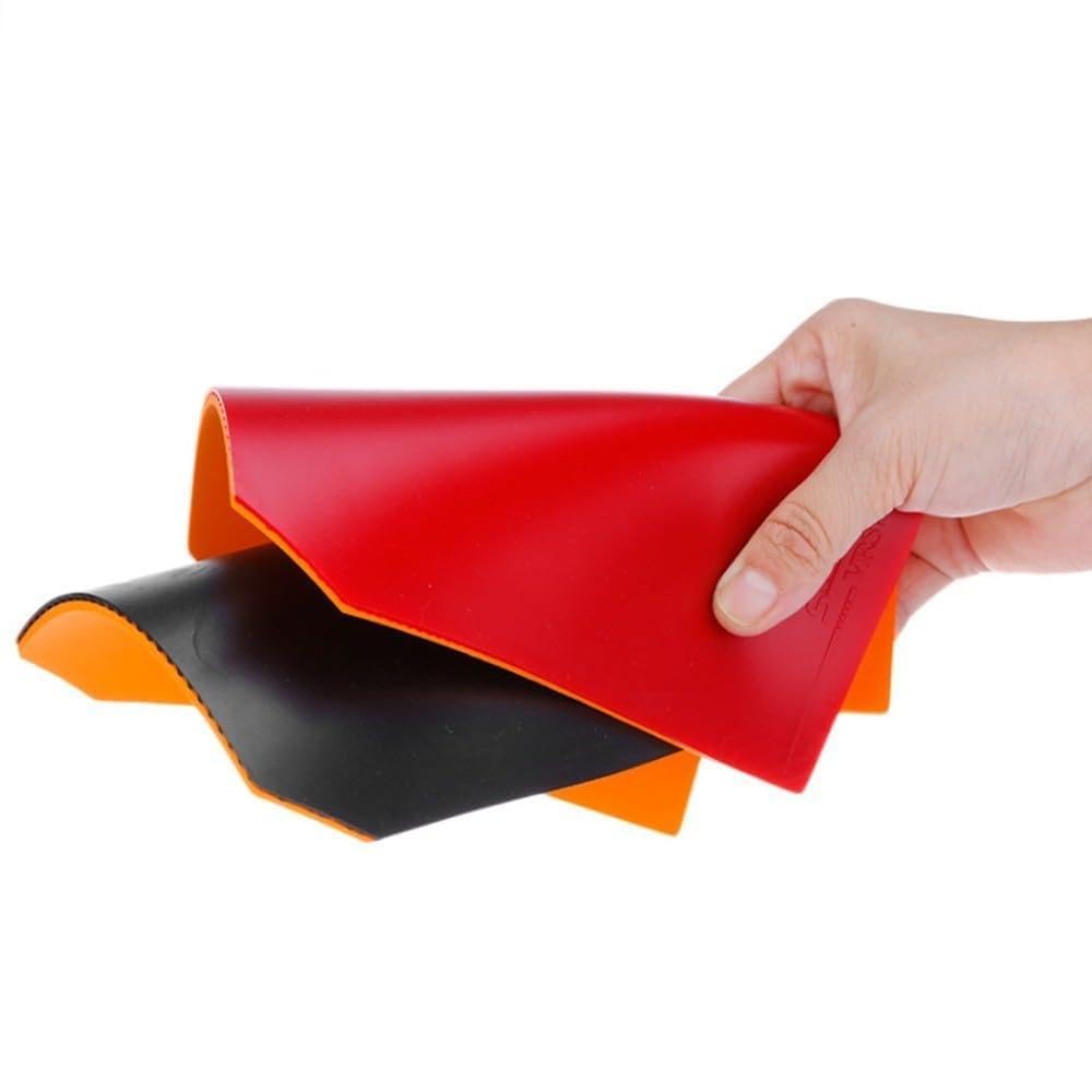 Table Tennis Rubber 2.1mm with Sponge for Ping Pong Racket, Red or Black Rubber Sheet with High Rotation and Speed Control, 2 Pack(Red)