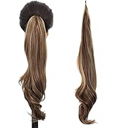 Flexible Wrap Around PonyTail Hair Extension 32 Inch Long Curly Wavy Pony Tail Hair Extainson Pon...
