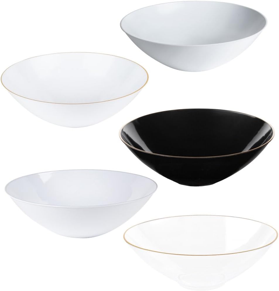 16 oz Black Party Bowls - Disposable Plastic Bowls, Bulk Case of 120 - Catering, Parties, Restaurant & Food Service