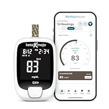 Keto-Mojo GK+ Blood Glucose Monitor Kit with 70 Glucose Test Strips At-Home Diabetes Glucometer, Testing Bluetooth Blood Sugar Meter with App Tracking