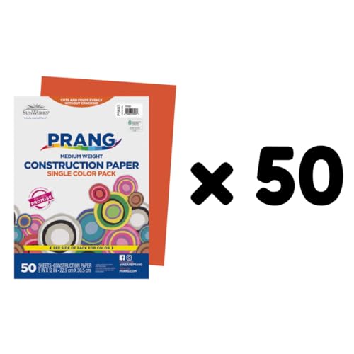 Image of Prang Construction Paper, 9 inch x 12 inch, Orange, 50 /Pack, 50 Packs | Formerly SunWorks, Class Pack, 2500 Sheets Total, P6603
