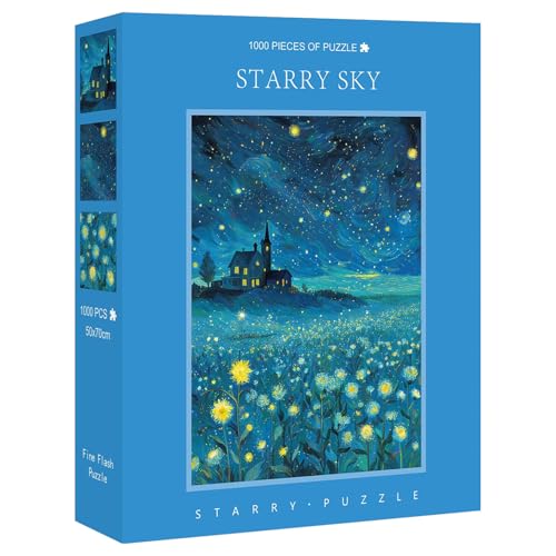 Puzzle 1000 piezas Noche Estrellada: revive la magia del arte romántico en tu rincón favorito