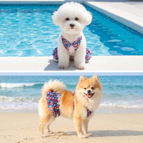 Image of CuteBone Dog Bikini Dress, Stylish Swimsuit Costume for Small Dogs, Comfortable & Adjustable Puppy Bathing Suit, Soft Outfit Pet Apparel for Beach, Pool and Summer Fun DB39M
