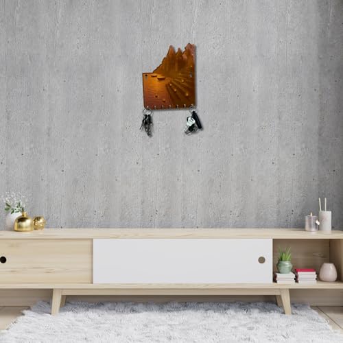 Image of Banaras Ghat-Inspired MDF Key Holder - UV Printed Wooden Wall Hanging (9.4 x 8.6 in
