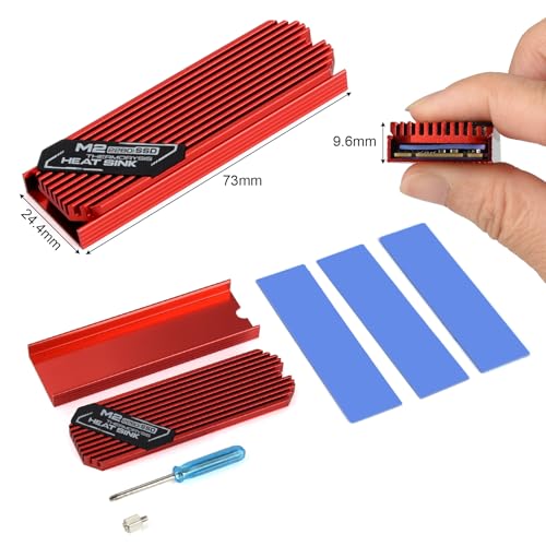 ASTARON Disipador Térmico M.2 SSD 2280 Thin Cooler con Nano Almohadillas Térmicas (0.5mm-1mm) Disipador Térmico NVME M2 de Doble Cara para PC/PS5/Portátiles de Juego (Rojo) - imagen 2